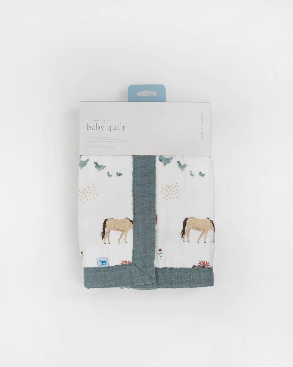 Cotton Muslin Baby Quilt - Farmyard Little Unicorn Lil Tulips