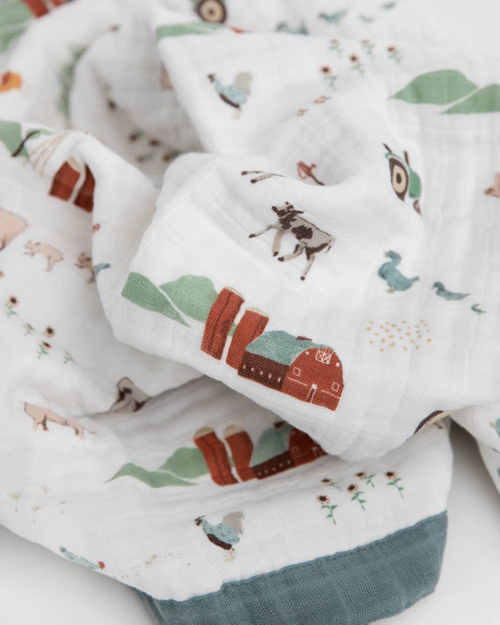 Cotton Muslin Baby Quilt - Farmyard Little Unicorn Lil Tulips