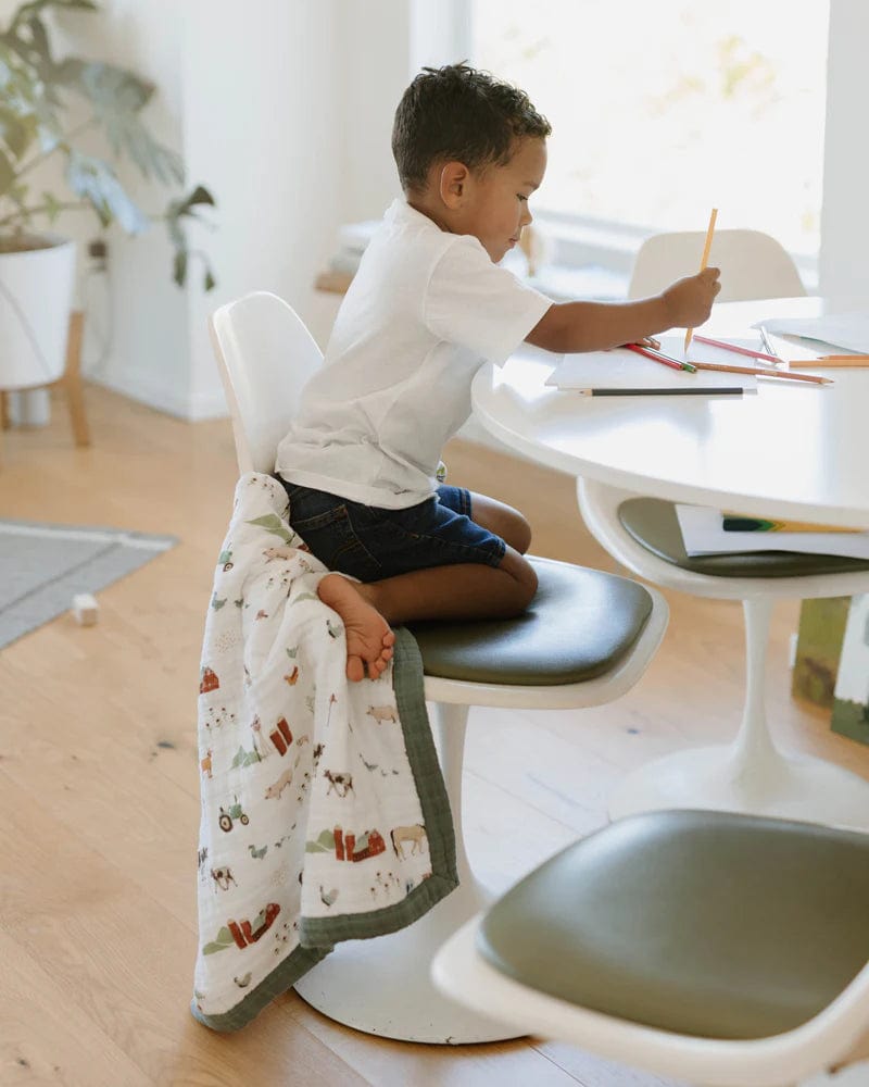 Cotton Muslin Baby Quilt - Farmyard Little Unicorn Lil Tulips