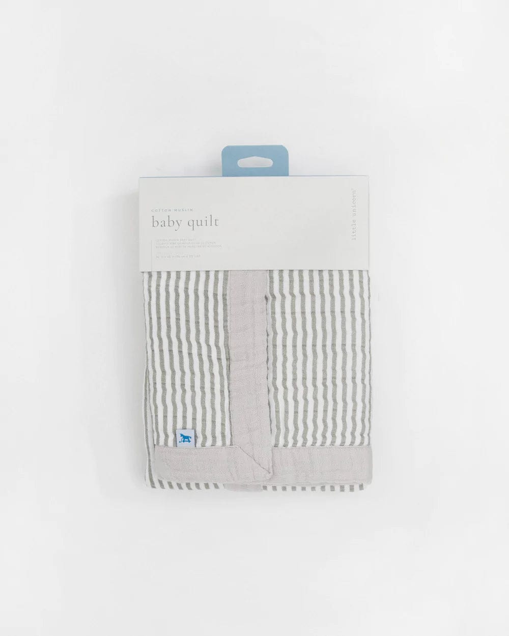 Cotton Muslin Baby Quilt - Grey Stripe Little Unicorn Lil Tulips