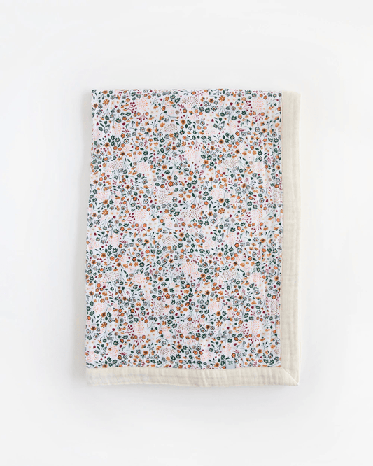 Cotton Muslin Baby Quilt - Pressed Petals Little Unicorn Lil Tulips