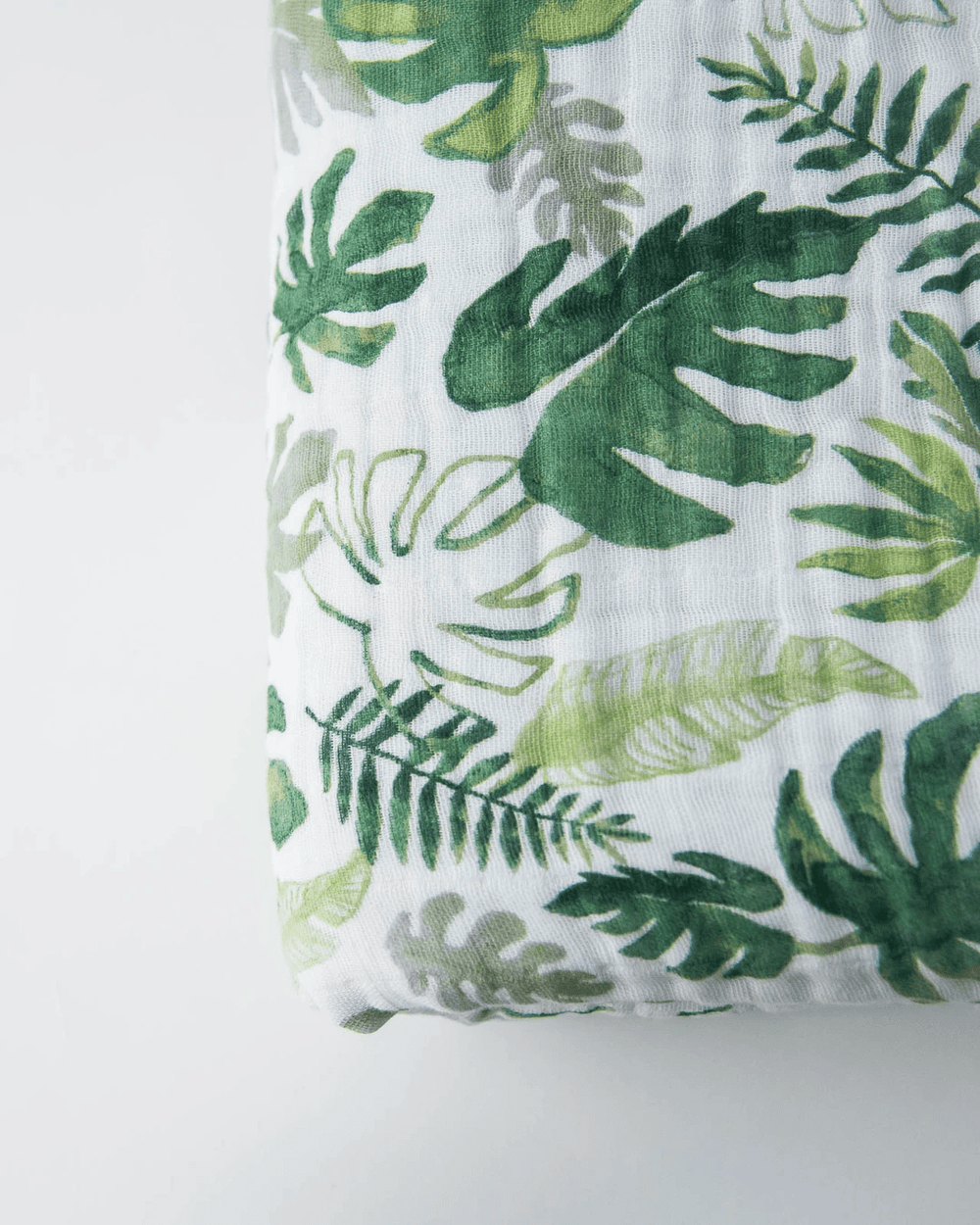 Cotton Muslin Baby Quilt - Tropical Leaf Little Unicorn Lil Tulips