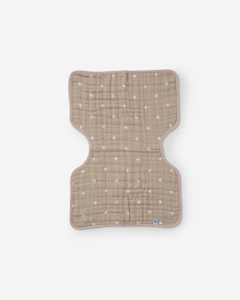 Cotton Muslin Burp Cloth - Taupe Cross Little Unicorn Lil Tulips
