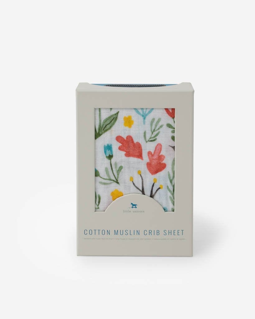 Cotton Muslin Crib Sheet - Meadow Little Unicorn Lil Tulips