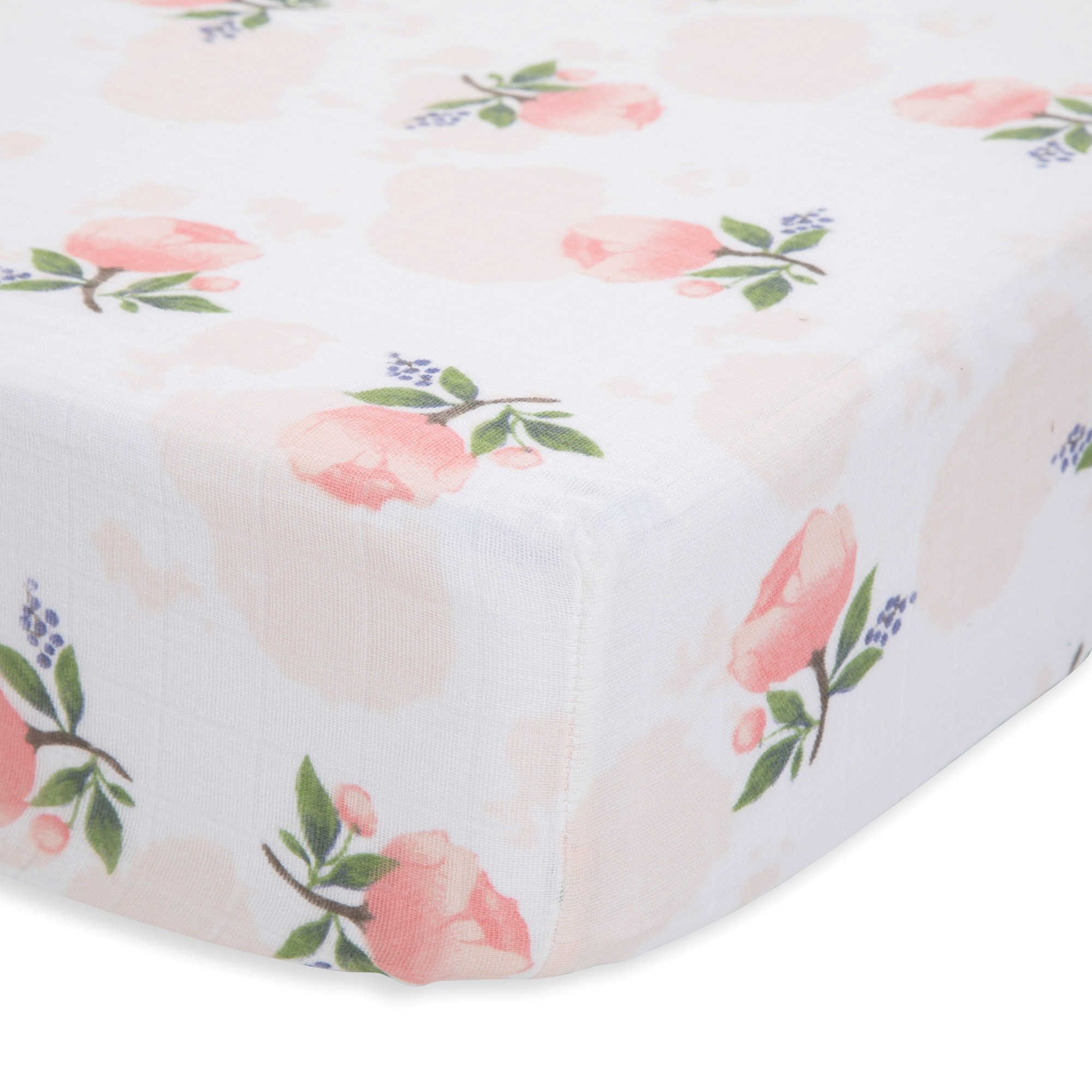 Little unicorn watercolor rose crib sheet discount