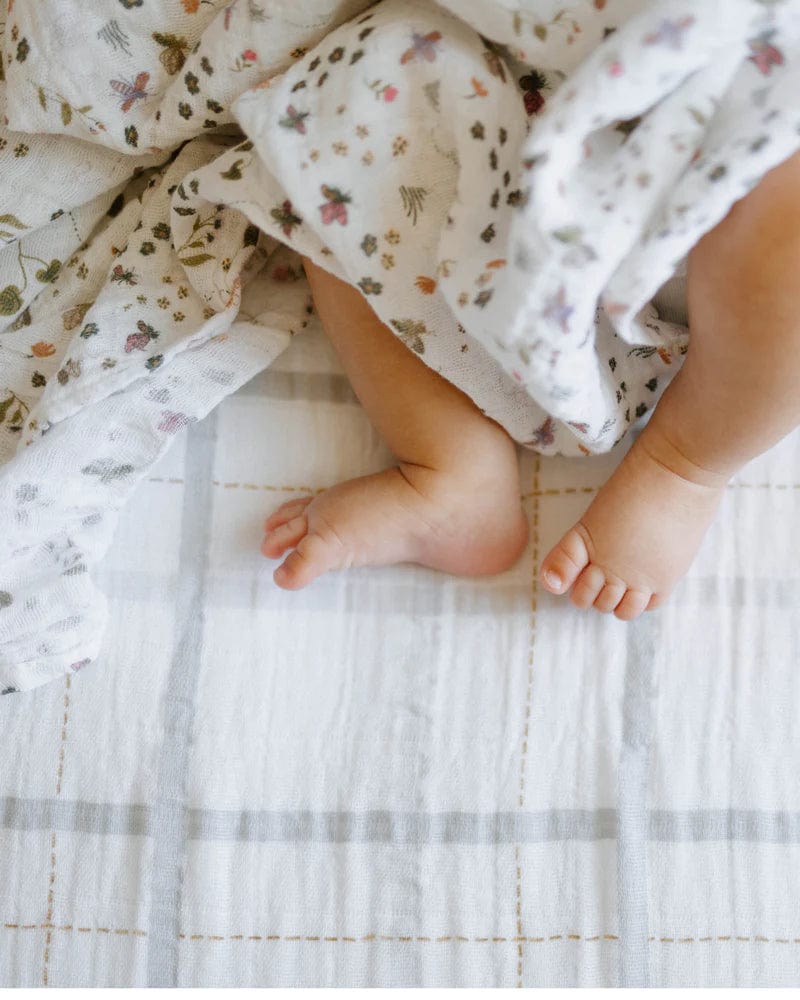 Cotton Muslin Swaddle Blanket - Garden Bees Little Unicorn Lil Tulips