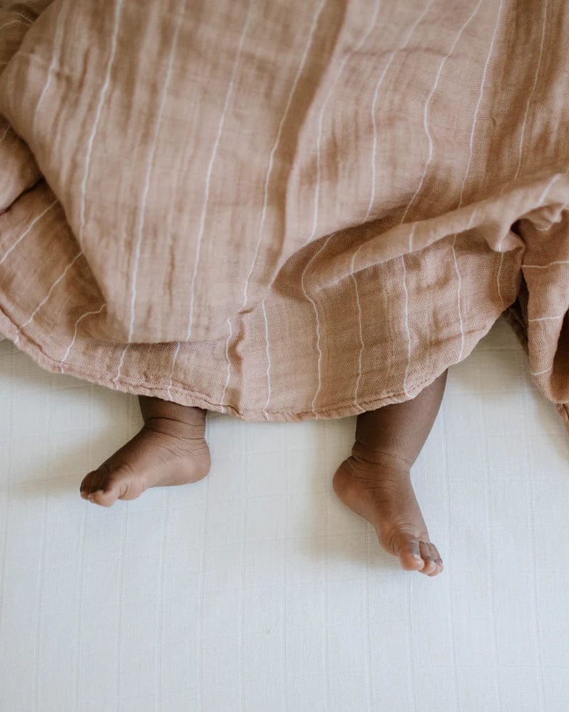 Cotton Muslin Swaddle Blanket - Mauve Stripe Little Unicorn Lil Tulips