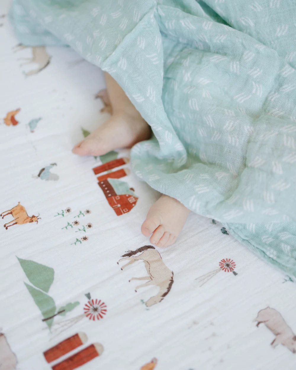 Cotton Muslin Swaddle Blanket - Misty Field Little Unicorn Lil Tulips