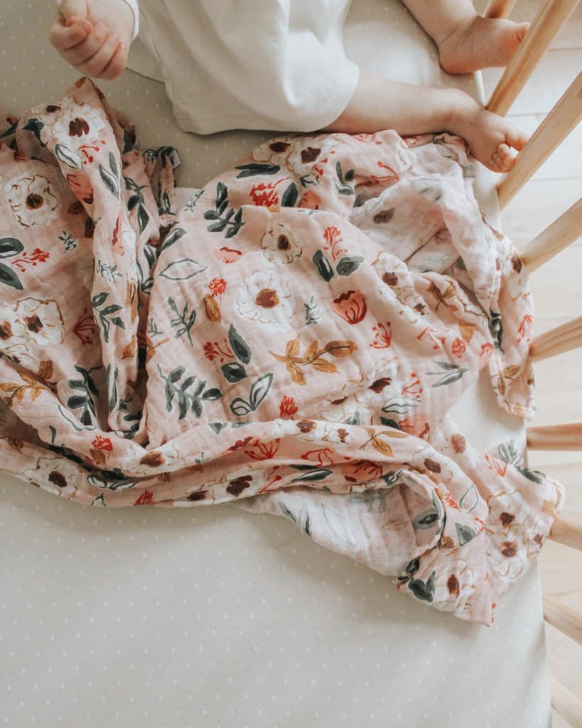 Cotton Muslin Swaddle Blanket - Vintage Floral Little Unicorn Lil Tulips