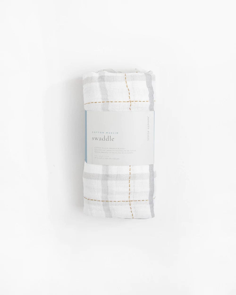 Cotton Muslin Swaddle Single - Grey Plaid Little Unicorn Lil Tulips