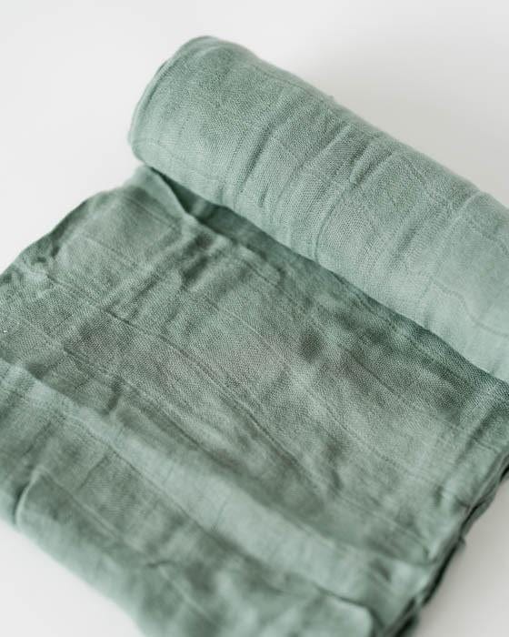 Deluxe Muslin Swaddle Blanket - Sage Little Unicorn Lil Tulips