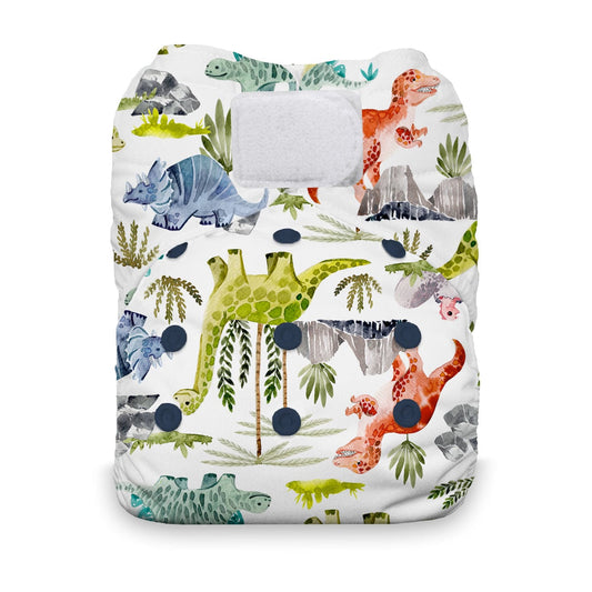 Dino-Rawr Natural One Size All in One HOOK & LOOP Diaper Thirsties Lil Tulips