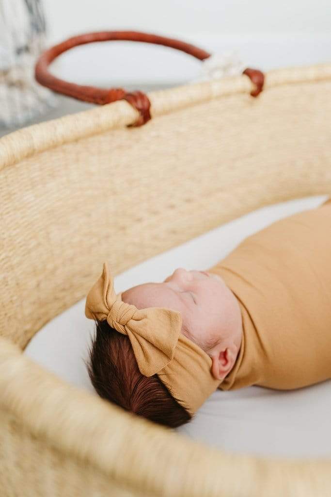 Dune Knit Headband Bow Copper Pearl Lil Tulips