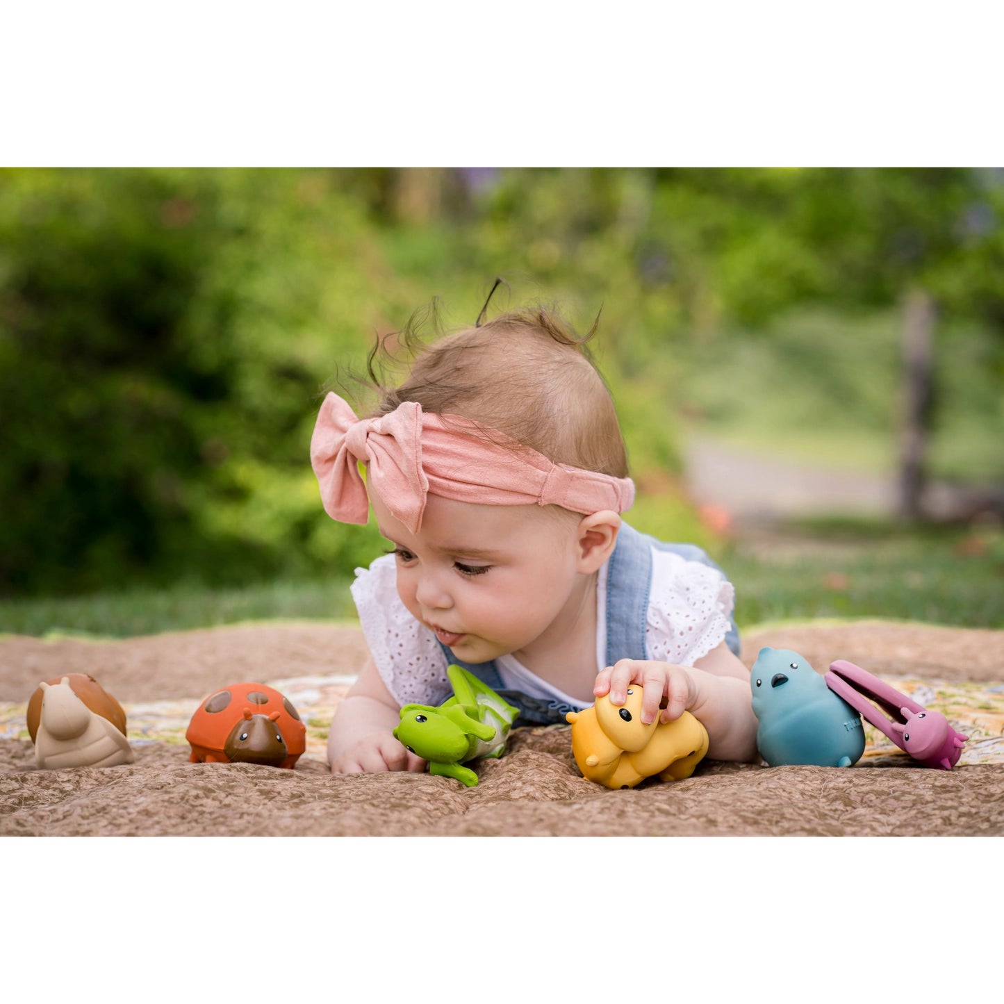 Grasshopper Natural Rubber Teether, Rattle & Bath Toy Tikiri Toys Lil Tulips