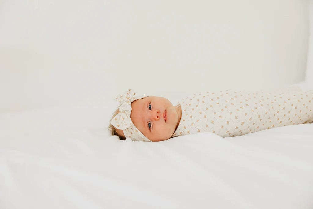 Hunnie Knit Headband Bow Copper Pearl Lil Tulips