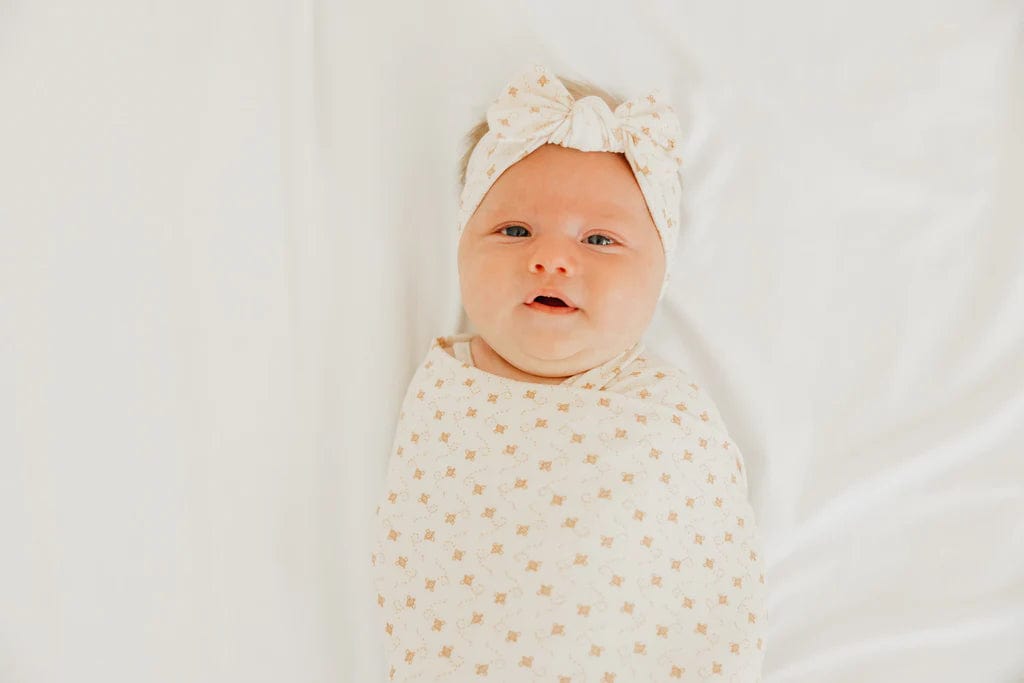 Hunnie Knit Headband Bow Copper Pearl Lil Tulips