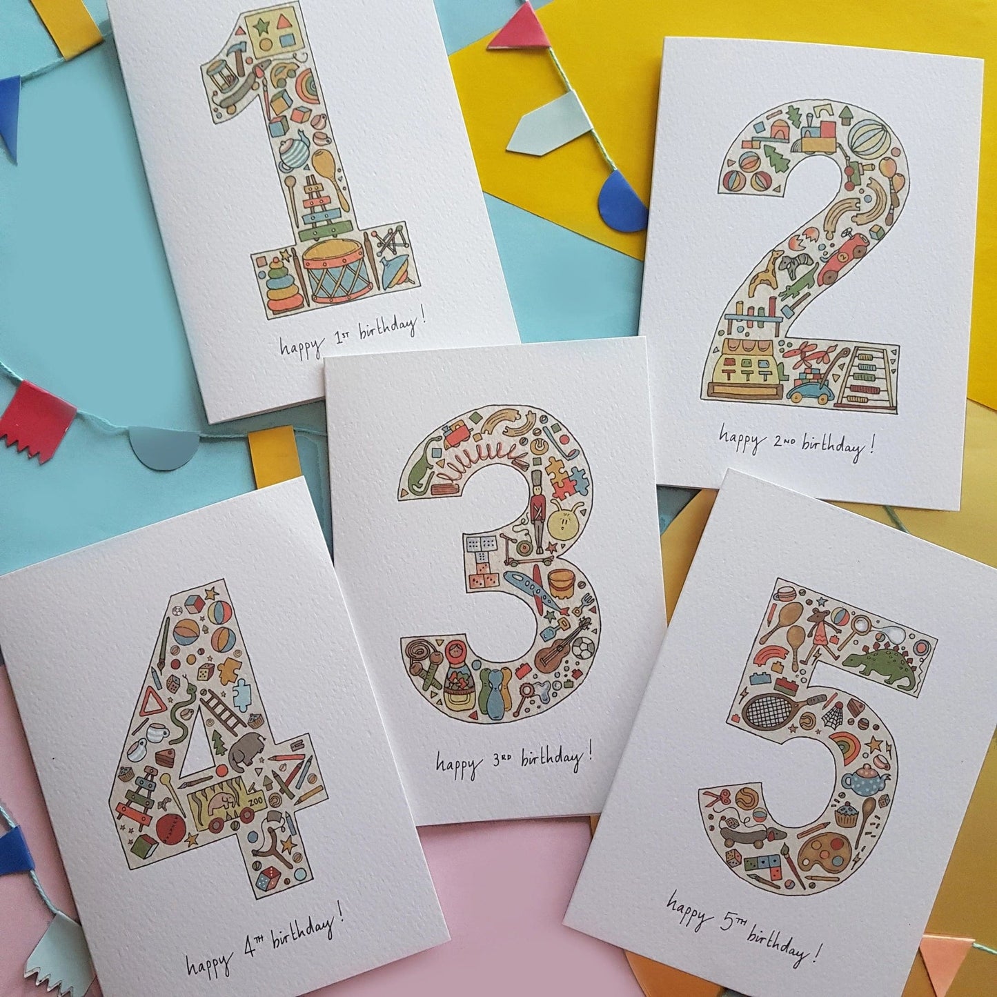 Kids Illustrated Number Birthday Card (Pick Number) Fearless Flamingo Greeting & Note Cards Lil Tulips