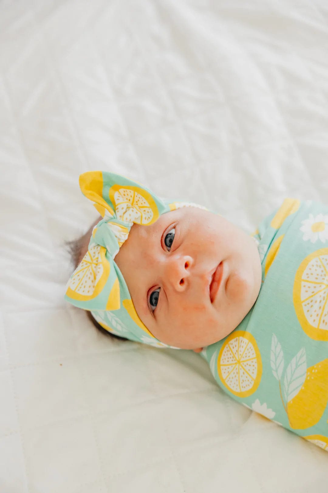 Lemon Knit Headband Bow Copper Pearl Lil Tulips