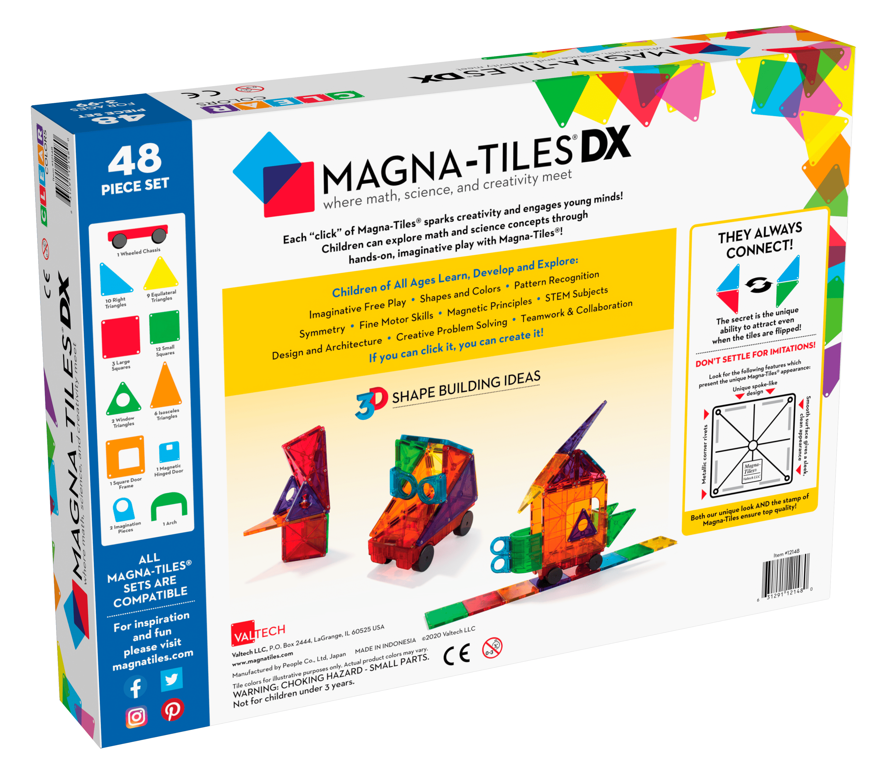 Magna-Tiles® Clear Colors 48 Piece Deluxe Set Magna-Tiles Lil Tulips
