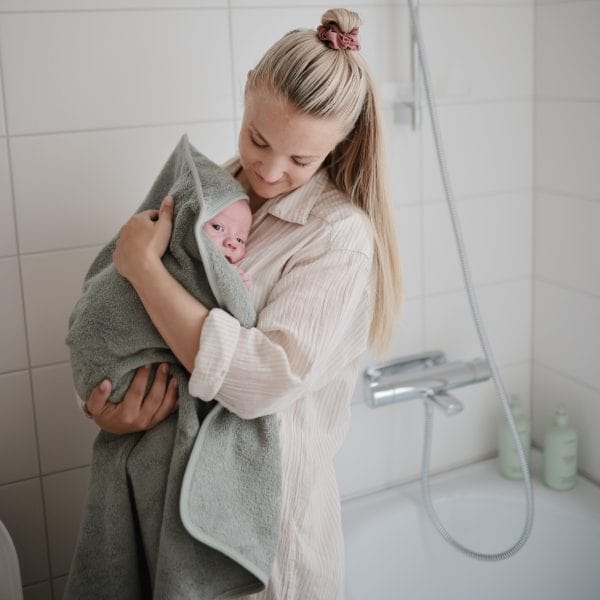 Organic Cotton Baby Hooded Towel (Sea Mist) Mushie Towels Lil Tulips
