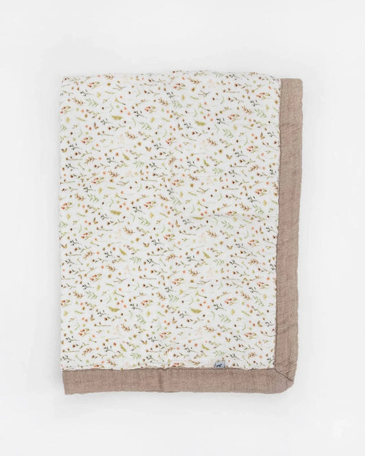 Organic Cotton Muslin Baby Quilt - Floral Field Little Unicorn Lil Tulips