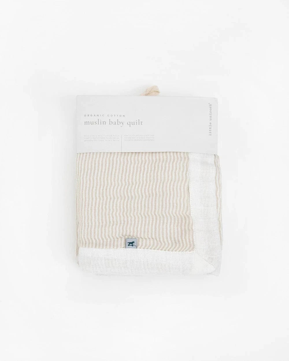 Organic Cotton Muslin Baby Quilt - Sand Stripe Little Unicorn Lil Tulips