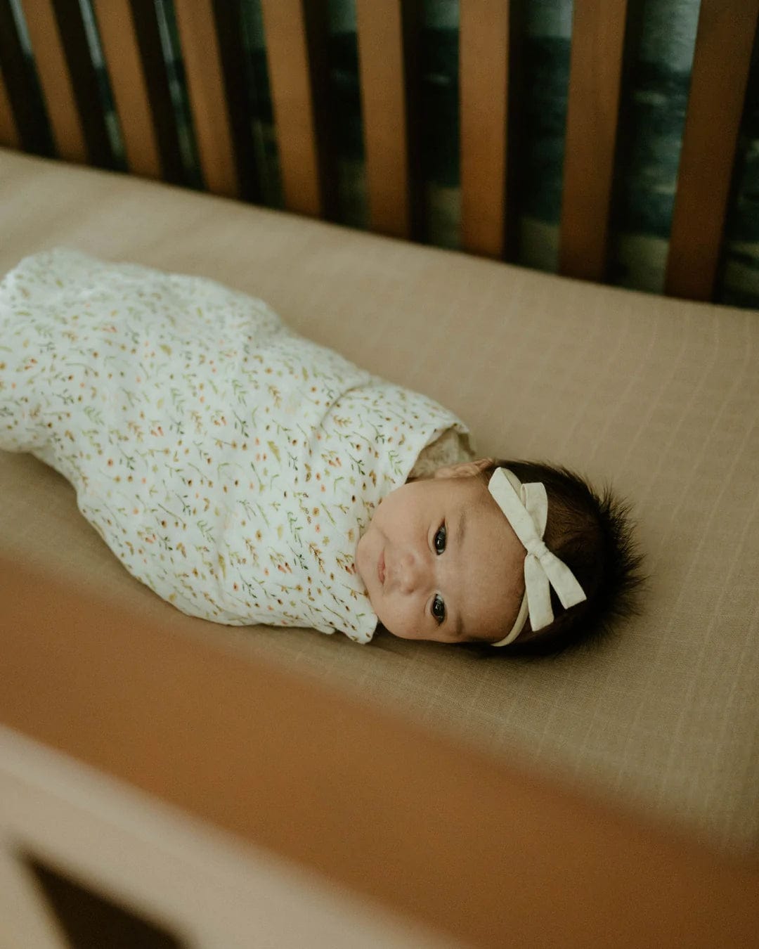 Organic Cotton Muslin Crib Sheet - DriftWood Little Unicorn Lil Tulips