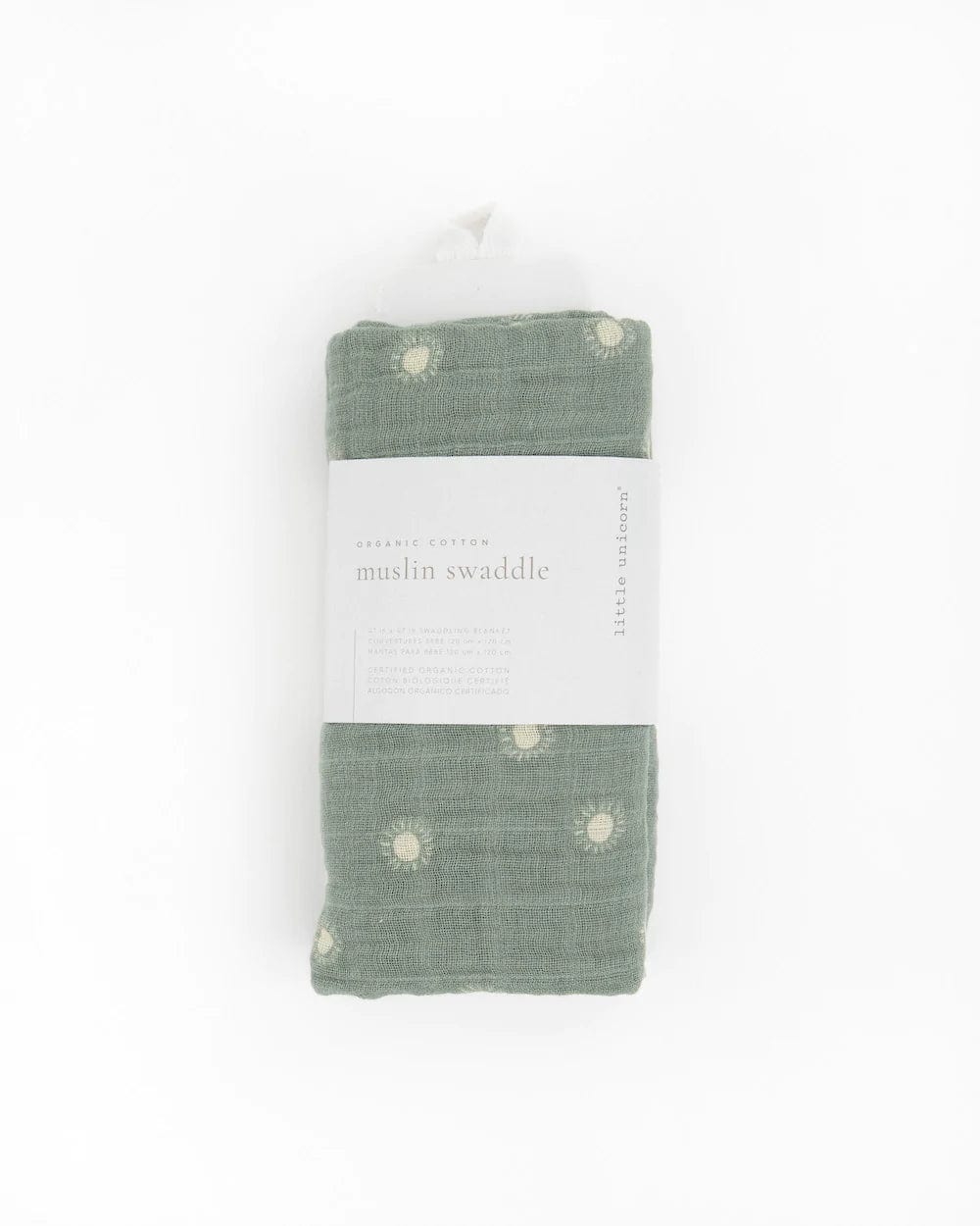 Organic Cotton Muslin Swaddle Blanket - Sage Suns Little Unicorn Lil Tulips
