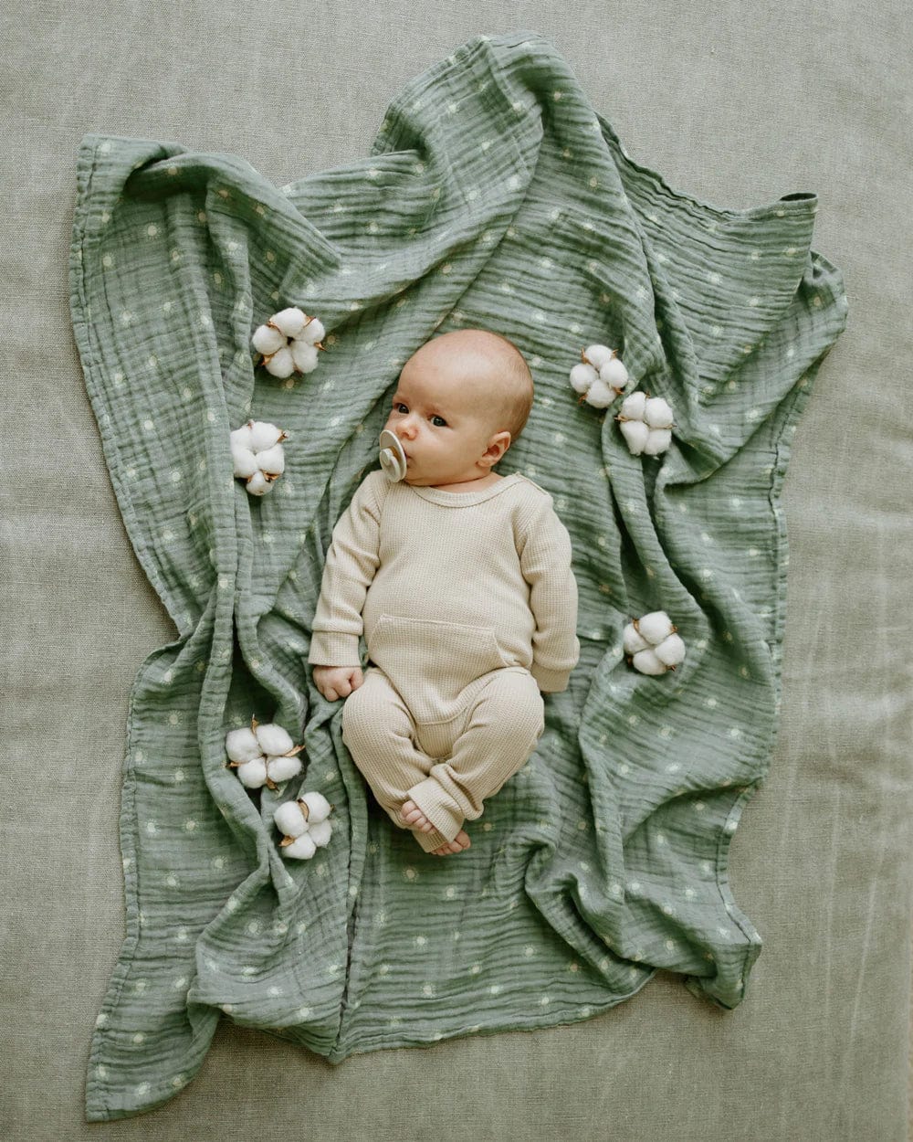 Organic Cotton Muslin Swaddle Blanket - Sage Suns Little Unicorn Lil Tulips