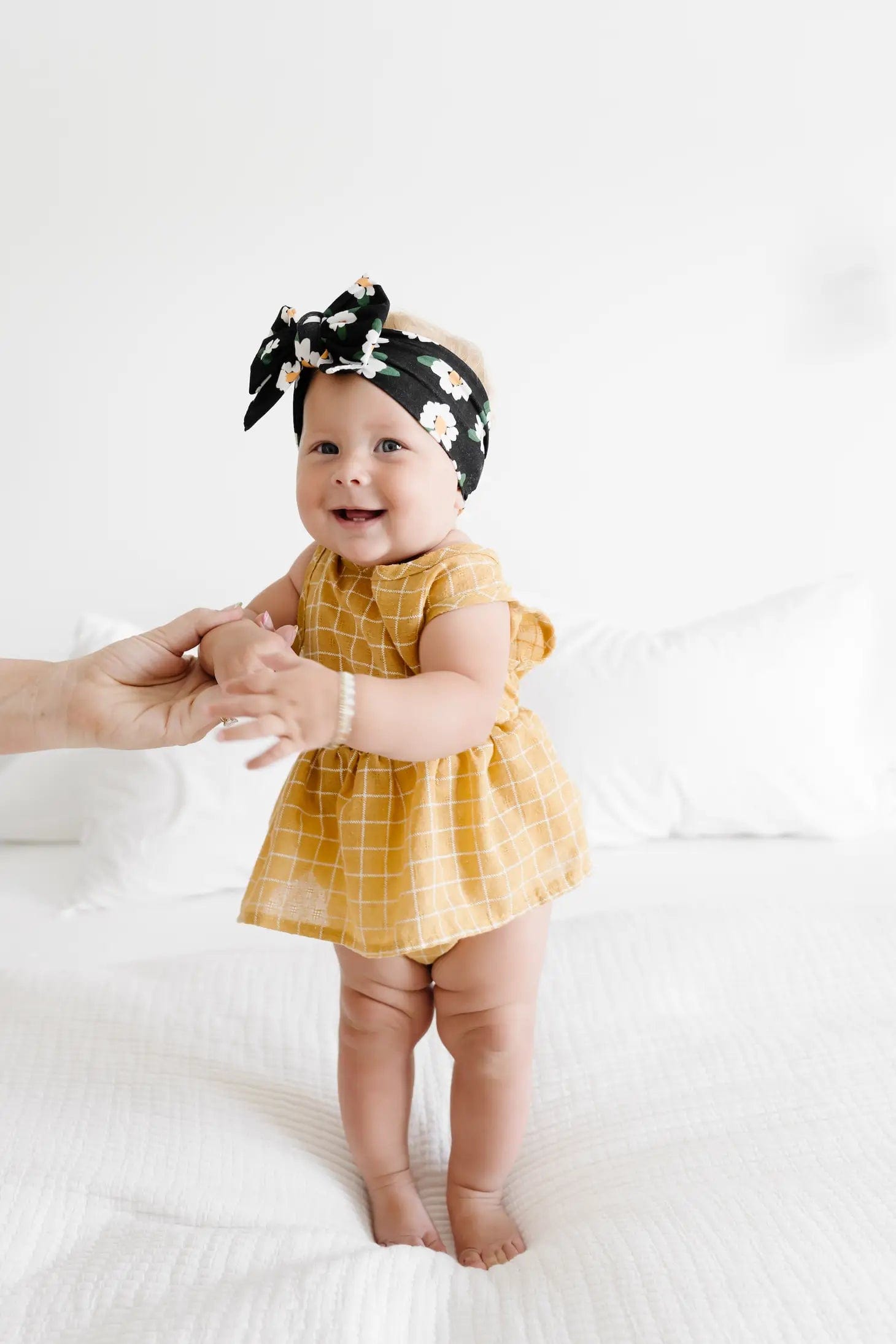 Printed Deb Bow Headband: Moonflower Baby Bling Bows Headbands Lil Tulips