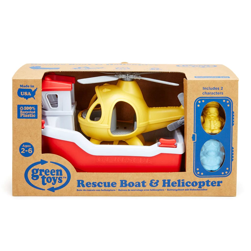 Rescue Boat and Helicopter Green Toys Lil Tulips