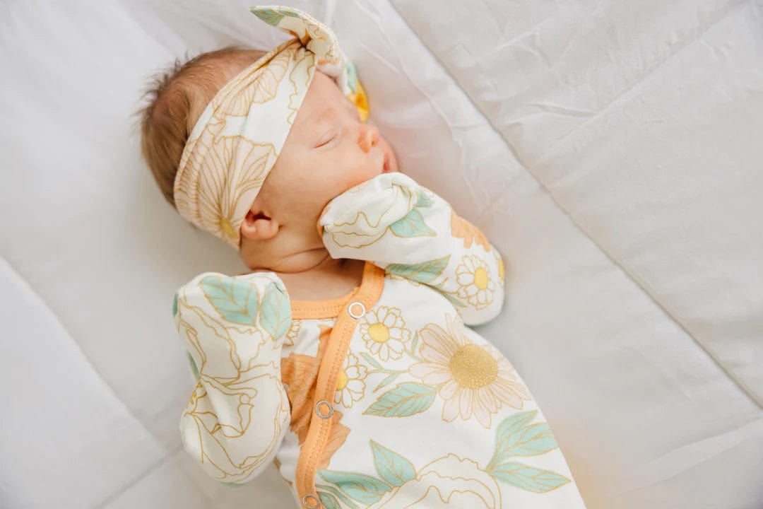 Rose Knit Headband Bow Copper Pearl Lil Tulips