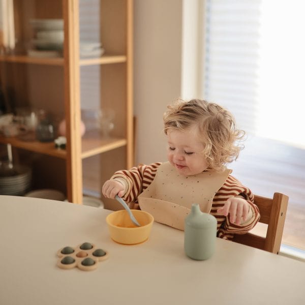 Silicone Baby Bib (Pink Flowers) Mushie Lil Tulips