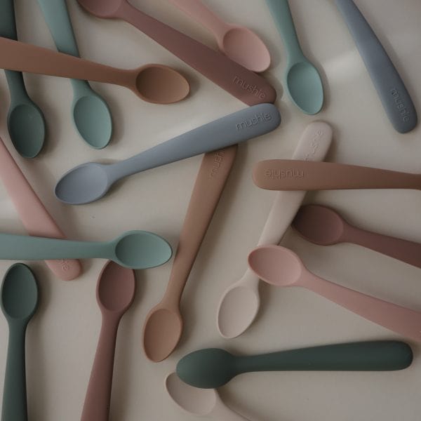 Silicone Feeding Spoons (Dried Thyme/Natural) 2-Pack Mushie Lil Tulips