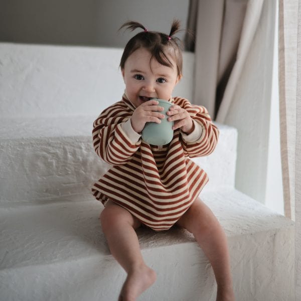 Silicone Sippy Cup (Powder Blue) Mushie Lil Tulips
