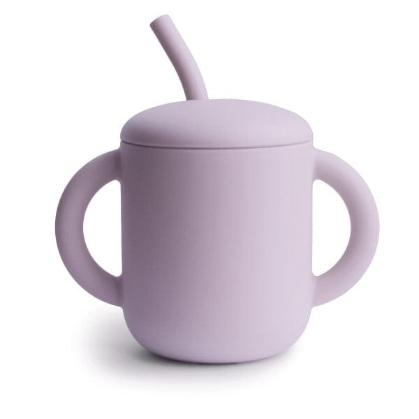 Silicone Training Cup + Straw (Soft Lilac) Mushie Lil Tulips