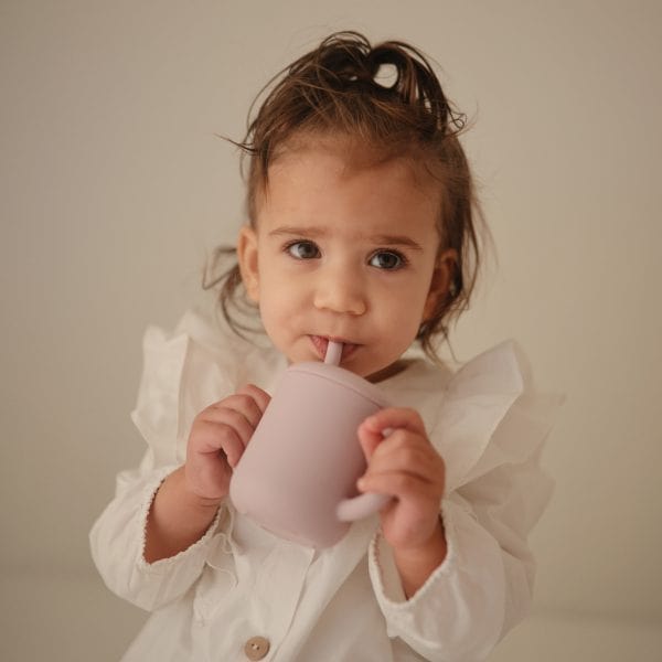 Silicone Training Cup + Straw (Soft Lilac) Mushie Lil Tulips