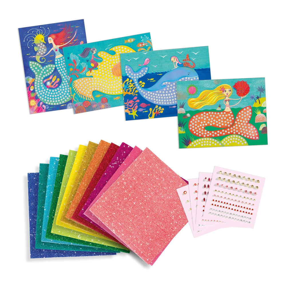The Mermaid's Song Sticker and Jewel Mosaic Craft Kit Djeco Lil Tulips