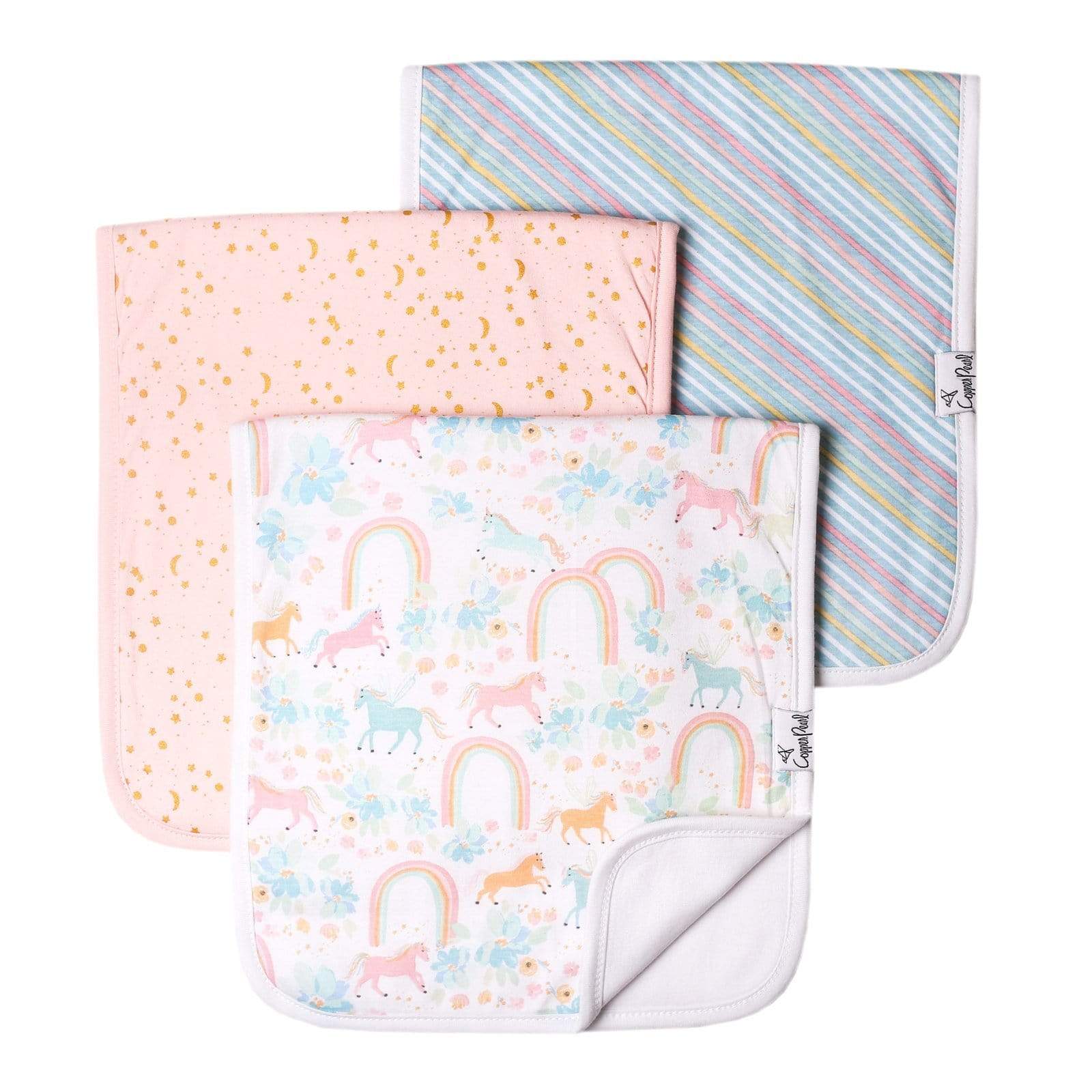 Whimsy Burp Cloth Set Copper Pearl Lil Tulips