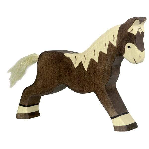 Wooden Dark Brown Horse Running Holztiger Lil Tulips