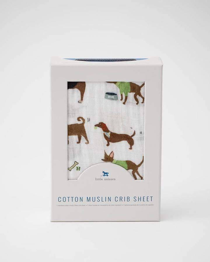 Woof Cotton Muslin Crib Sheet Little Unicorn Lil Tulips