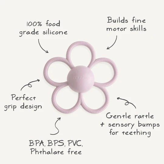 Daisy Rattle Teether - Soft Lilac
