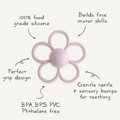 Daisy Rattle Teether - Soft Lilac