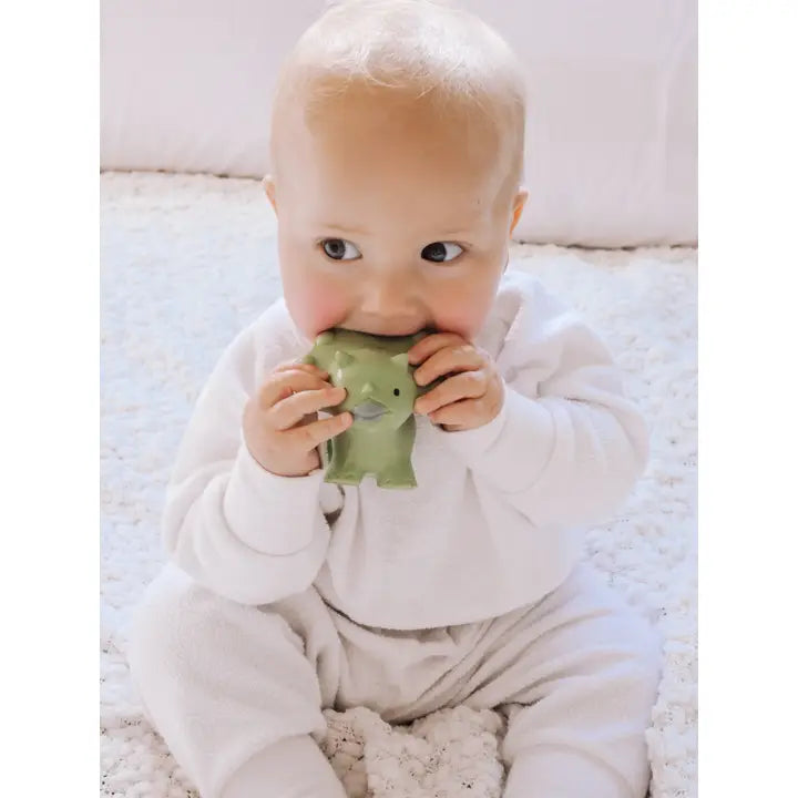 Trice Dinosaur Natural Rubber Teether, Rattle & Bath Toy