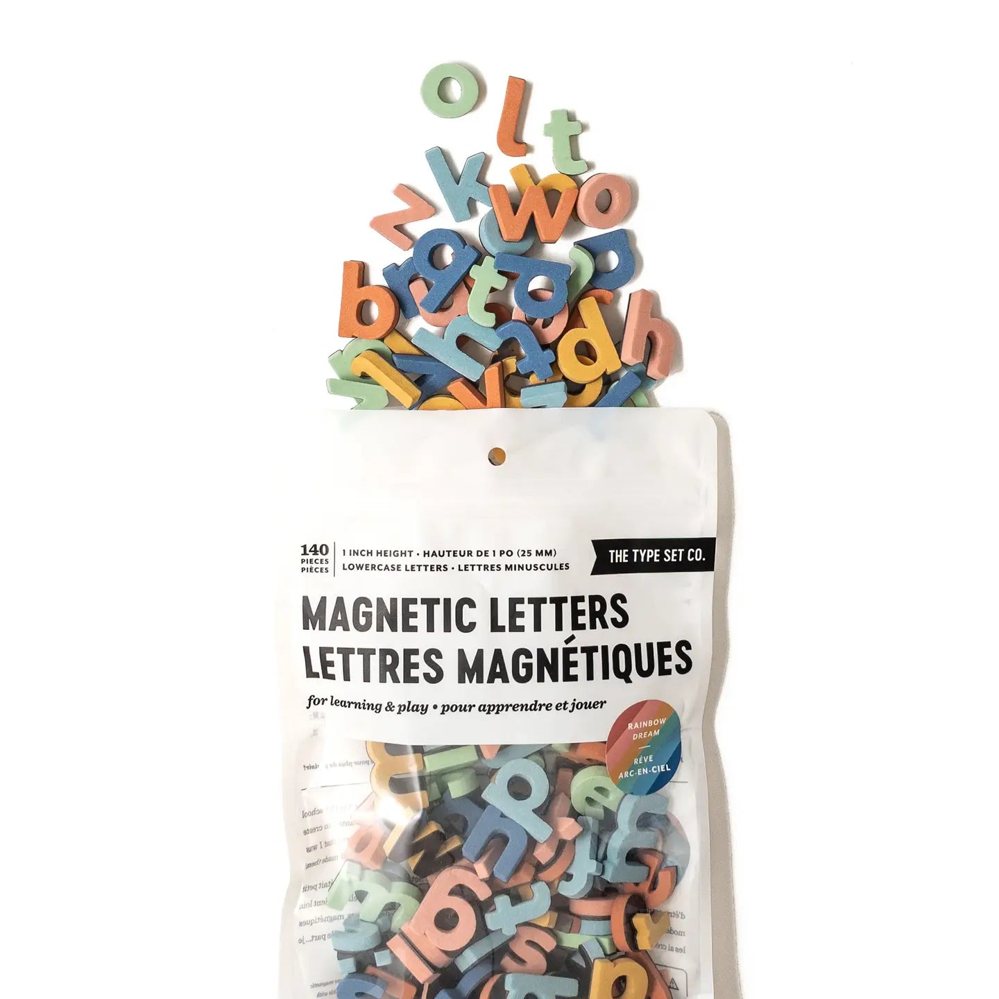 1" 140pc Lowercase Magnetic Letters in Rainbow Dream The Type Set Co. Lil Tulips