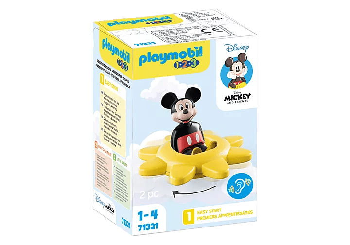 1.2.3 & Disney: Mickey's Spinning Sun with Rattle Feature 71321 Playmobil Toys Lil Tulips