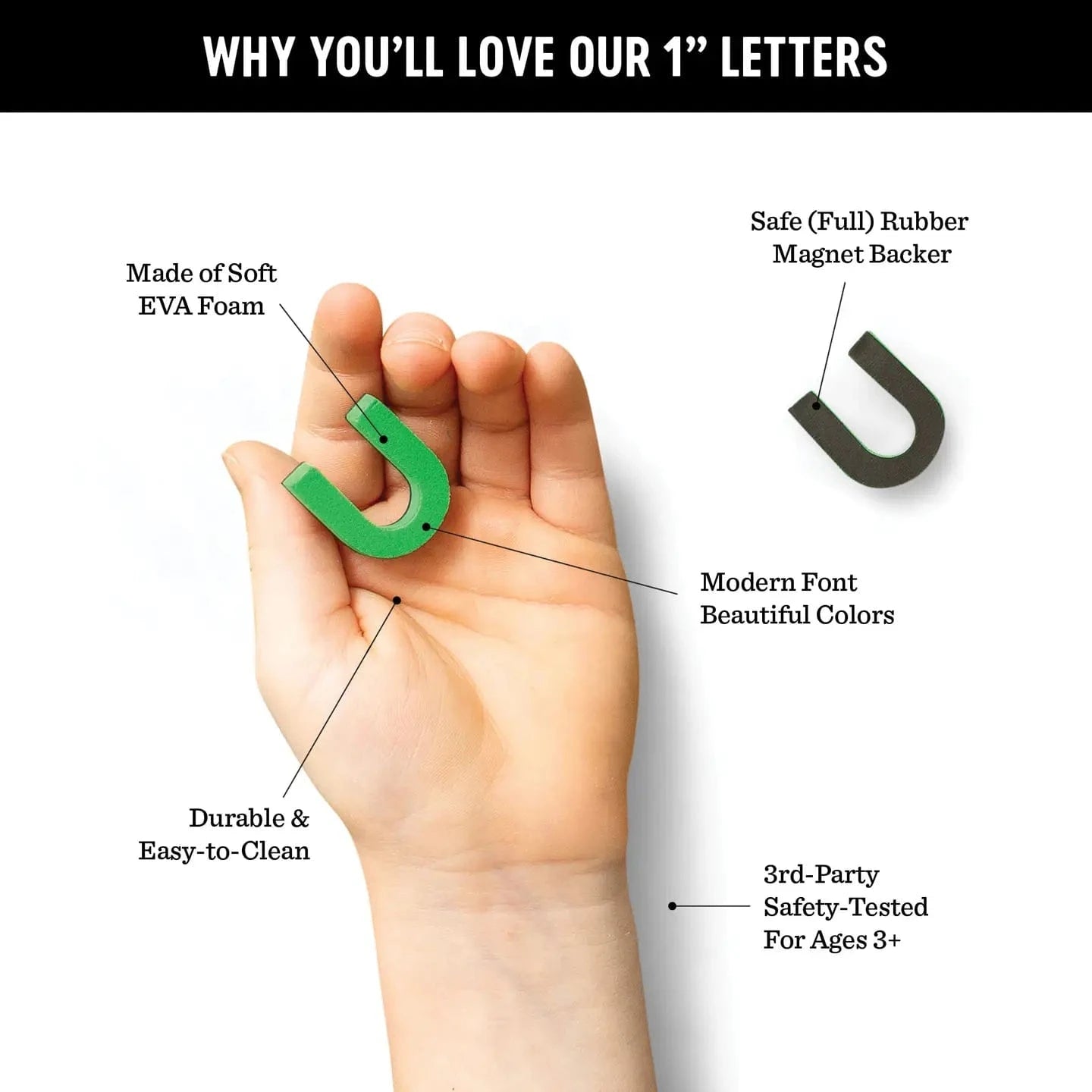 1" 200pc Grass Green Magnetic Letters The Type Set Co. Lil Tulips