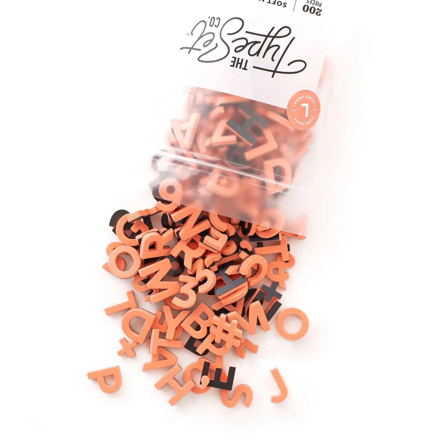 1" 200pc Living Coral Magnetic Letters The Type Set Co. Lil Tulips