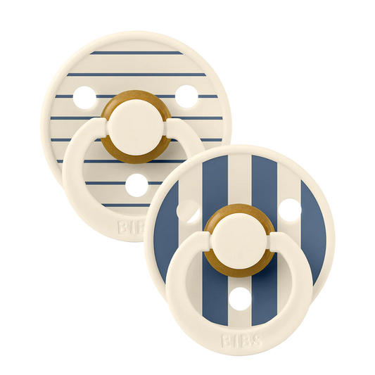 BiBS Pacifier Studio Colour 2 Pack Pin - Ivory Steel Blue Mix