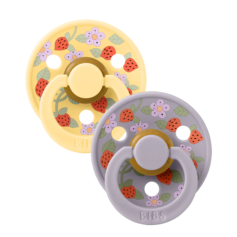BIBS x LIBERTY Pacifier 2 Pack Pack Strawberries and Cream - Pale Butter Mix